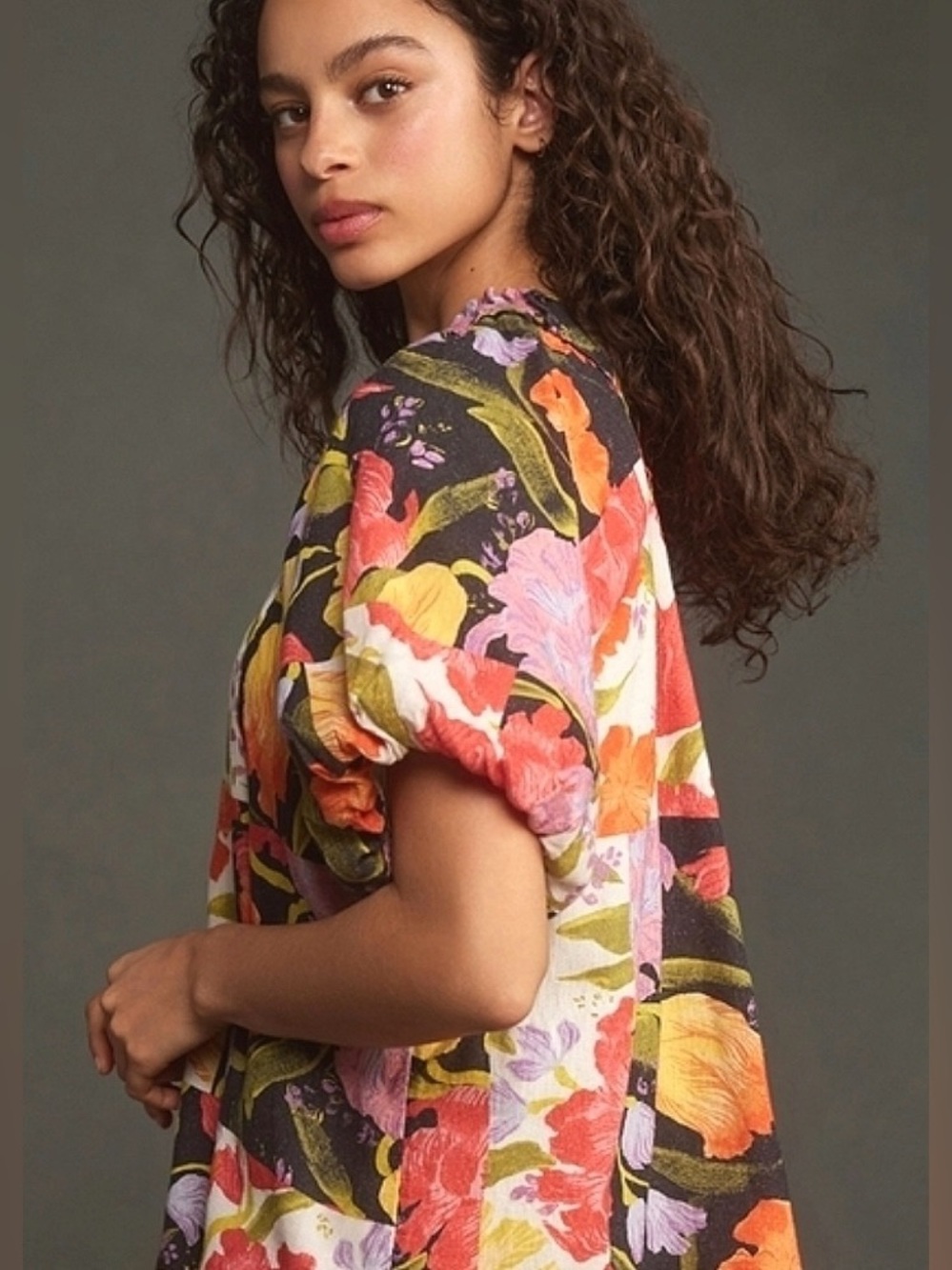 Anthropologie‎ x Yukiko Noritake floral one sleeve mini shift dress size xxsp
